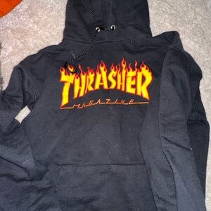 Black Hoodie with Orange Accents
